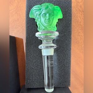 Green- Rosenthal for Versace frosted crystal Medusa head bottle stopper in box